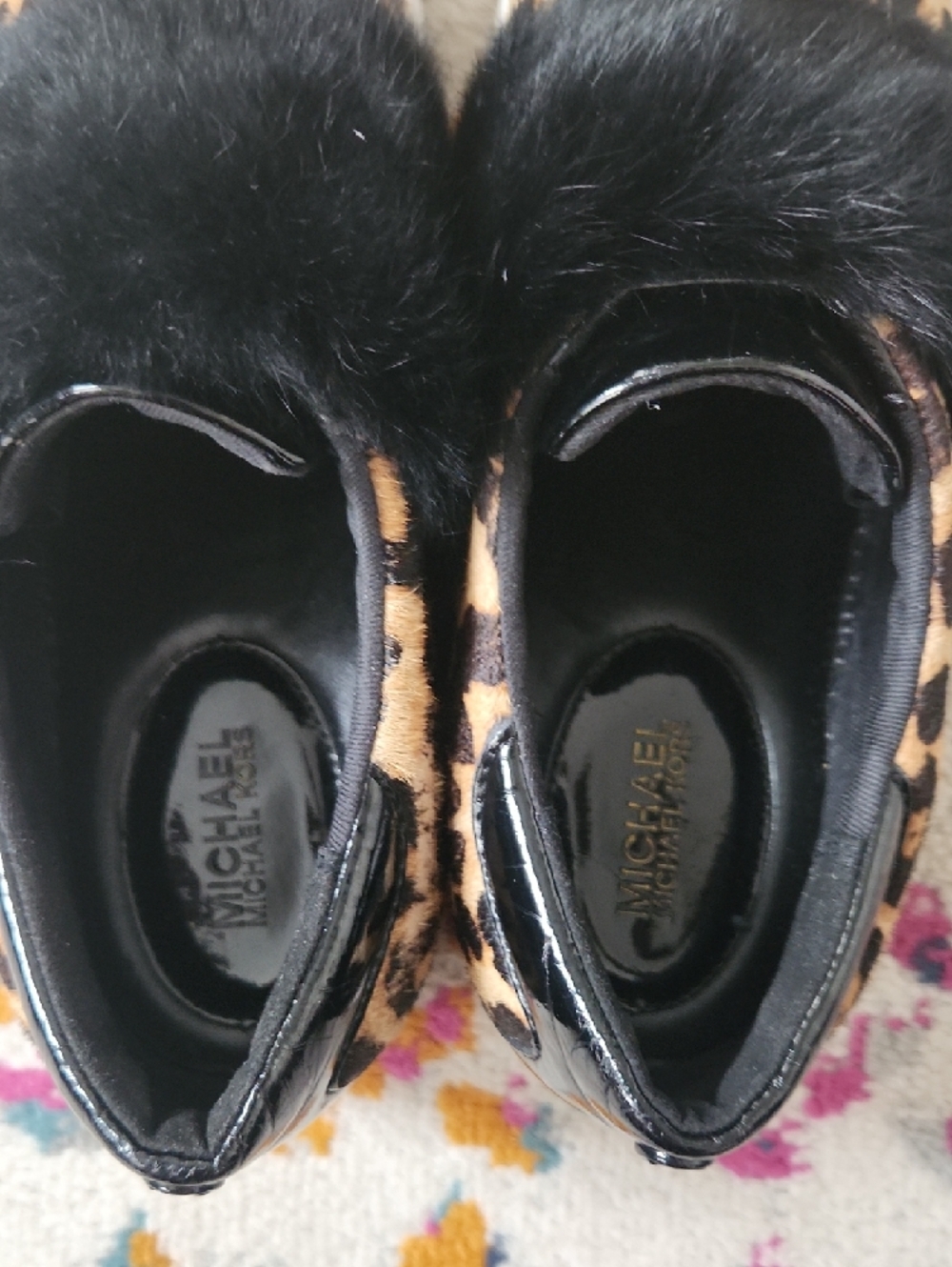 Michael Kors Maven Leopard Print Slip-On Sneakers with Black Fur - Picture 7 of 8
